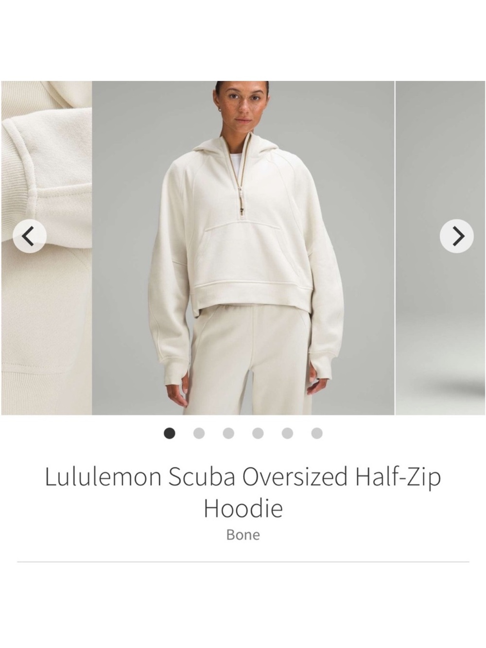 Lululemon Scuba Oversized Half Zip Hoodie BONE/GOLD Sz XS/S